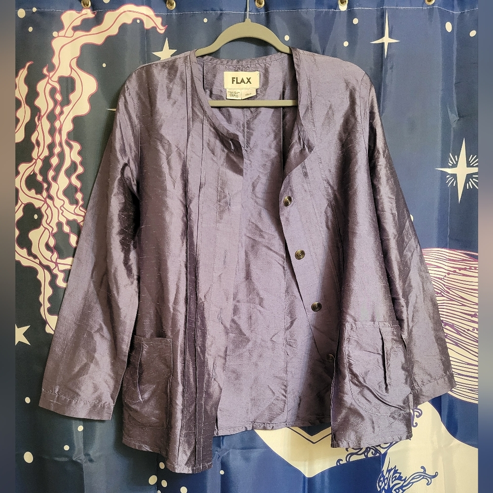 100% Silk Lavender Purple Button Down Top